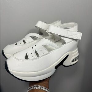 White Platform Mary Jane Sneakers with Velcro Strap